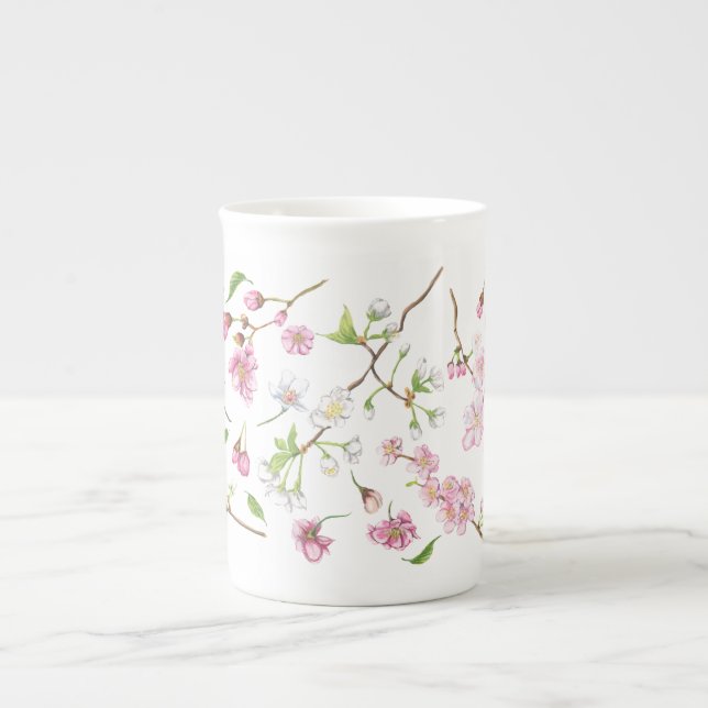 Körsbär Blommar Mugg Benporslin Mugg (Framsidan)