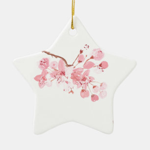 körsbär blommar sakura Japansk vattenfärgsasia Julgransprydnad Keramik
