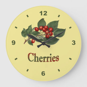 Körsbär ~Botanical Clock ~Kitchen ~Any färgbaksida Stor Klocka