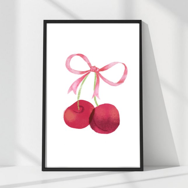 Körsbär & Bow Väggkonst – 12x18 Affisch (Mix & match sizes: Cherry & Bow wall art in 24x36, 16x24, 12x18, 8x12 & 4x6.)