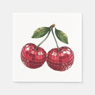 körsbär, disco boll groovy retro pappersservett
