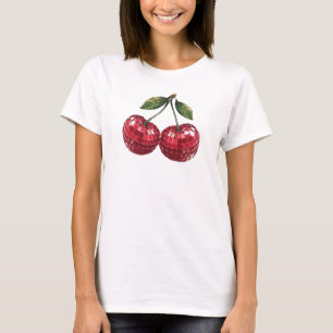 körsbär, disco boll groovy retro t shirt