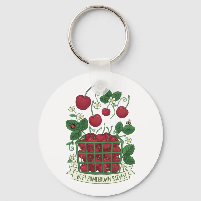 Körsbär Frukt Mat Prunus Söt Korg  Nyckelring (Framsida)