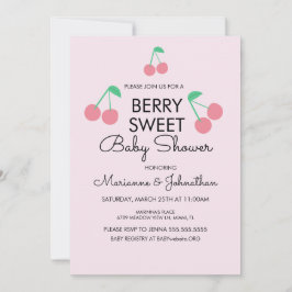 Körsbär Frukt Rosa Röd Bebis Baby Shower Inbjudan