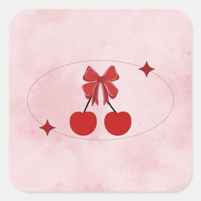 Körsbär Fyrkantigt Klistermärke (Framsida)