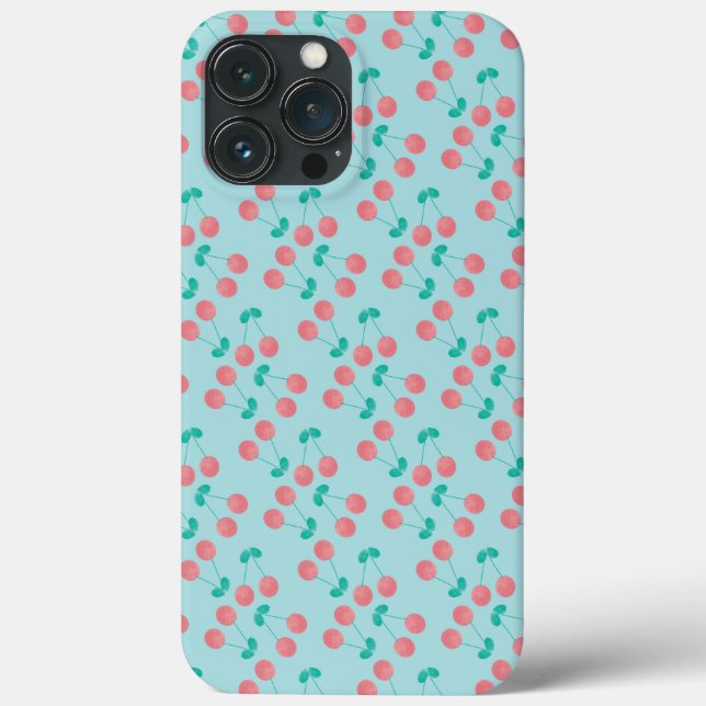 Körsbär Handmålad Akvarell Rosa Teal        (Baksida)