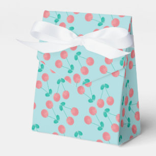 Körsbär Handmålad Akvarell Rosa Teal F Presentaskar