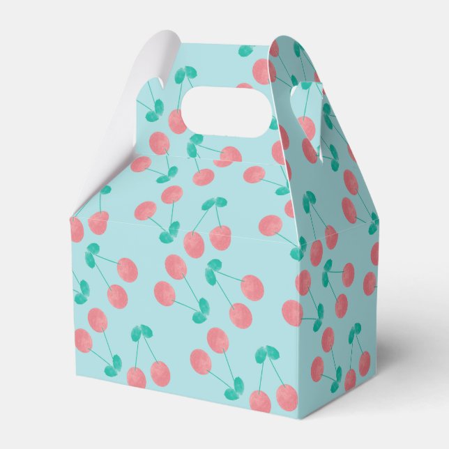 Körsbär Handmålad Akvarell Rosa Teal       Presentaskar (Framsidan Sidan)