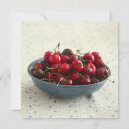 Körsbär i blå skål kort