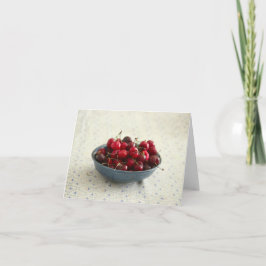 Körsbär i blå skål kort
