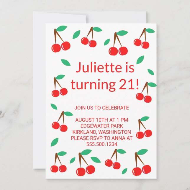 Körsbär Inbjudningar (Framsida)