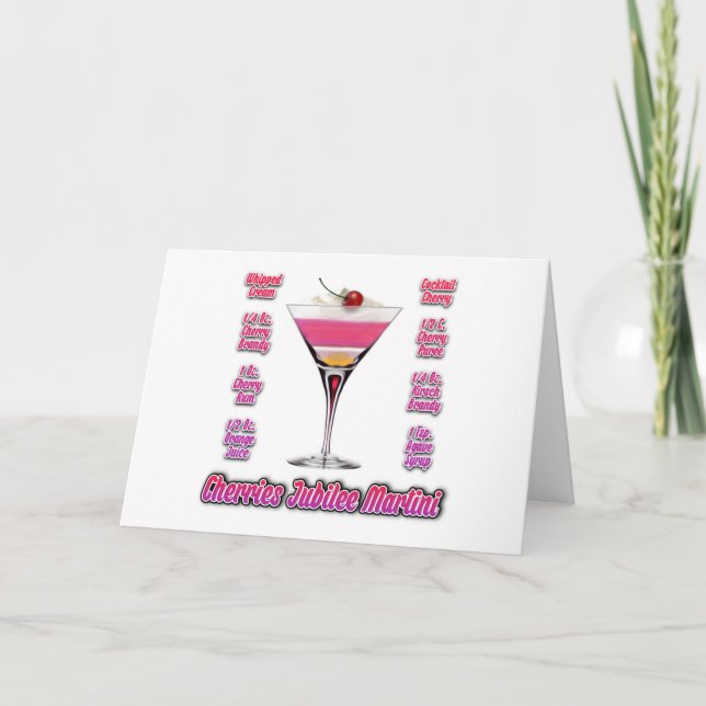 Körsbär Jubilee Martini Cocktail Recept Konst Kort (Framsida)
