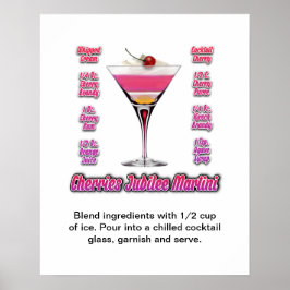 Körsbär Jubilee Martini Cocktailrecept 16"x20" Poster