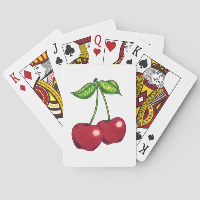 "Körsbär" - Körsbär på ett vinodlingskort Casinokort (Baksidan)