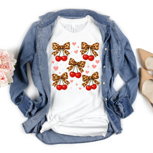 Körsbär Leopard Gepard Båge Kokett Estetik T Shirt