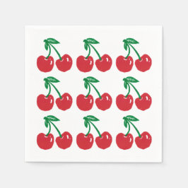 Körsbär Linocut Block Print Design Cocktail Servet Pappersservett
