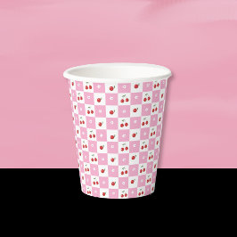 Körsbär, liten blomma, rosa vit papperskopp