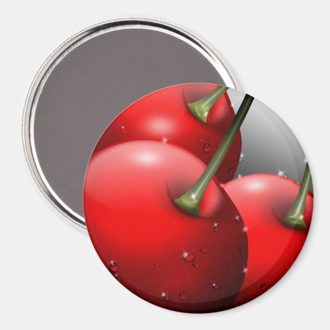 Körsbär med dryga droppar magnet (Front/Back)