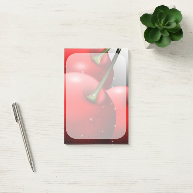 Körsbär med dryga droppar post-it block (Kontor)