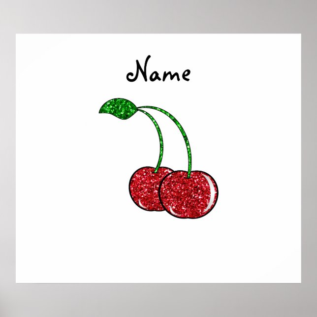 Körsbär med röd glitter personlig poster (Framsidan)