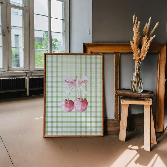 Körsbär med Rosa Bow Grönt Play Coquette Poster (Skapare uppladdad)