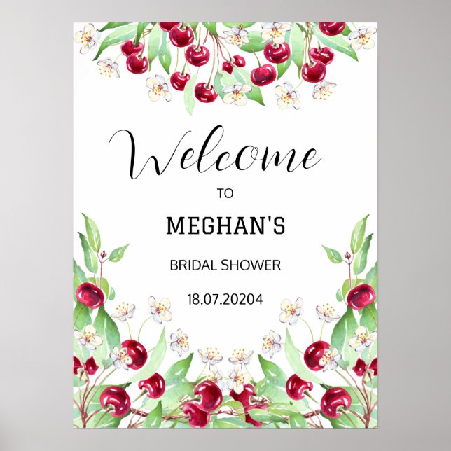 Körsbär Much Bröllopsfest Poster (Framsidan)