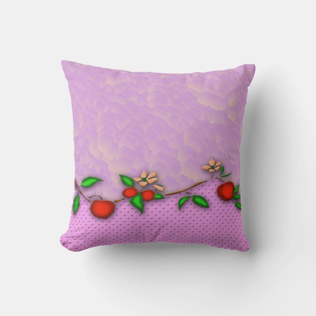 Körsbär och blommadekorativ kudde (Framsida)