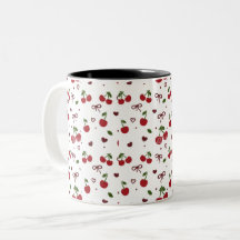 Körsbär och Bow-mönster kaffemug