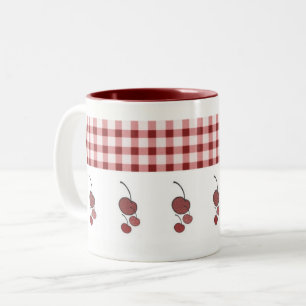 Körsbär och Gingham Mugg