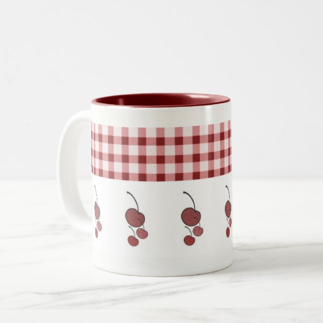 Körsbär och Gingham Mugg (Framsida vänster)
