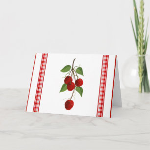 Körsbär och Gingham Note Card Kort