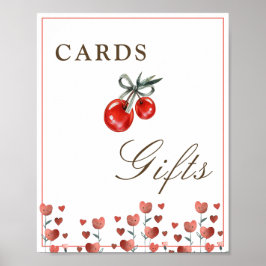 Körsbär och hjärtkort samt presentkort poster