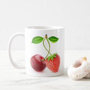 Körsbär och jordgubbar kaffemugg