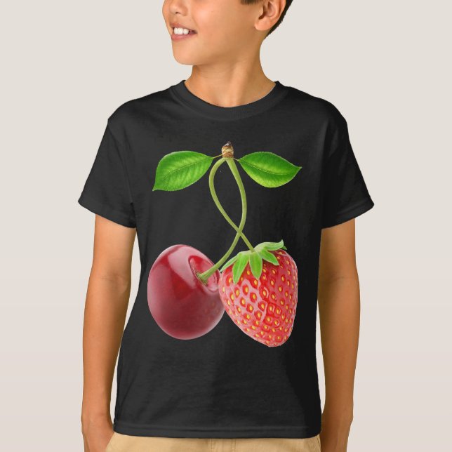 Körsbär och jordgubbar tee shirt (Framsida)