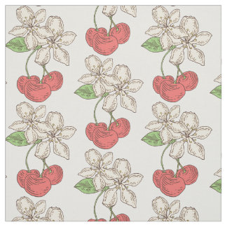 Körsbär och körsbärblommar tyg