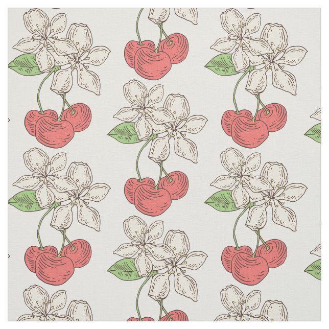 Körsbär och körsbärblommar tyg (Provkarta)