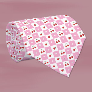 Körsbär och Little Flower Mönster Neck Tie Slips