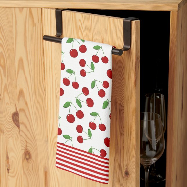 Körsbär och Rand Design Kitchen Towel Kökshandduk (Thirds Fold)