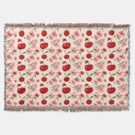 Körsbär och rosa blommor filt