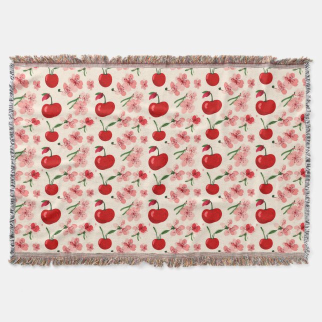 Körsbär och rosa blommor filt (Framsidan)