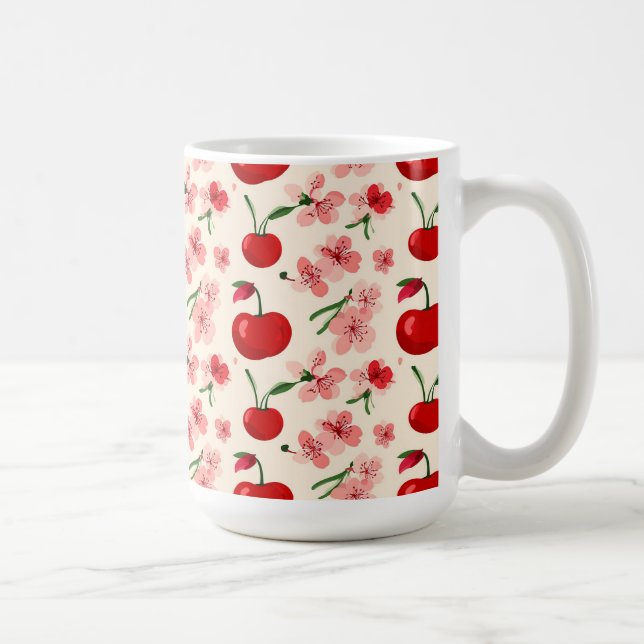 Körsbär och rosa blommor kaffemugg (Höger)