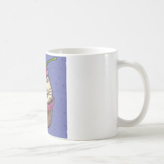 Körsbär på blått kaffemugg