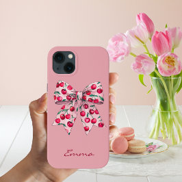 Körsbär på Rosa Bow,Cute,Modern,Vattenfärg,Anpassn