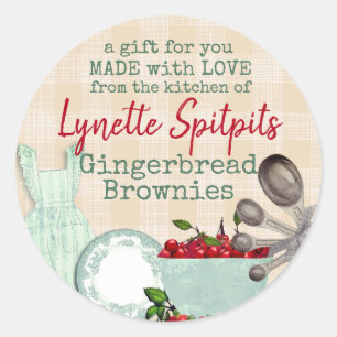 Körsbär på shabby chic från köket runt klistermärke