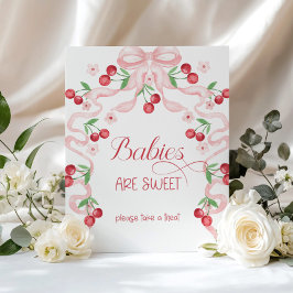 Körsbär på Spädbarn överst är söt Rosa Bow Poster