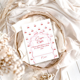 Körsbär på Top Rosa Bow Baby Shower Diaper Raffle Tilläggskort