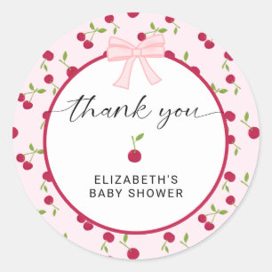 Körsbär På Toppen Baby Shower Coquette Tack Runt Klistermärke