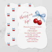 Körsbär på toppen Baby Shower Inbjudan