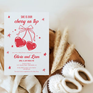 Körsbär på toppen Baby Shower-inbjudan Inbjudningar