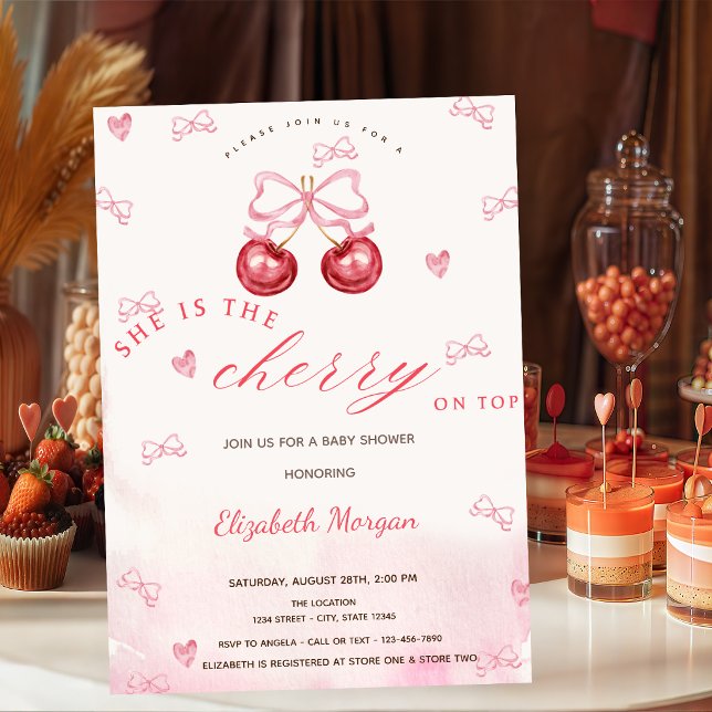 Körsbär På Toppen Baby Shower Inbjudningar (Skapare uppladdad)